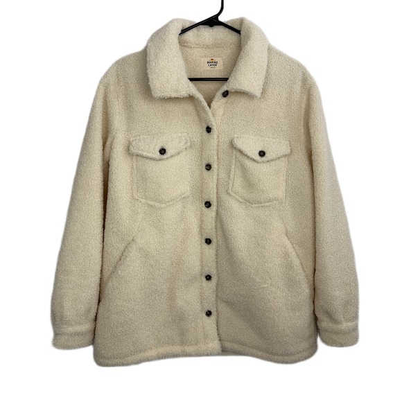 Marine Layer Jackets & Blazers - Marine Layer Eden Faux Shearling Overshirt Womens Medium Cream Button Up Outdoor